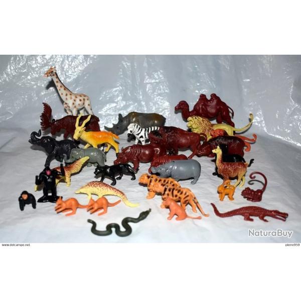 Lot Zoo - Animaux sauvages, cltures, rochers et arbres