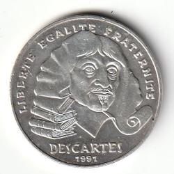 Pièce de Monnaie FRANCE 100 francs DESCARTES 1991 Argent