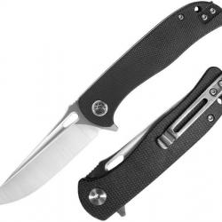 Couteau WIN+ Micarta Black Manche Micarta Lame Drop Point Acier D2 Linerlock Clip WPK3898MB