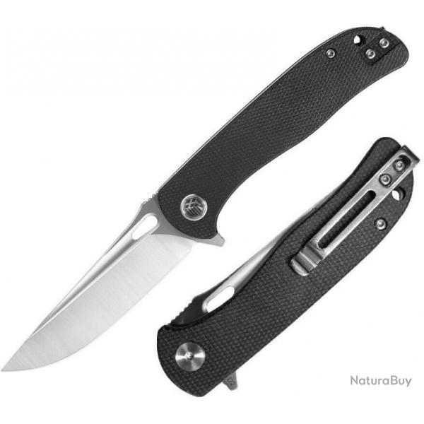 Couteau WIN+ Micarta Black Manche Micarta Lame Drop Point Acier D2 Linerlock Clip WPK3898MB