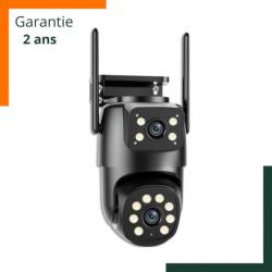 Caméra dôme avec double objectif 2K 360° - Vision nocturne - Zoom 8X - IP66 - Garantie 2 ans