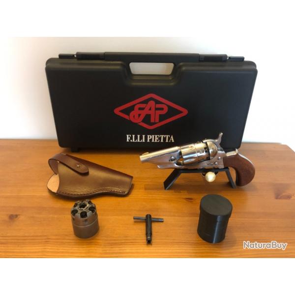 Pack exceptionnel Poudre Noire ! Revolver Colt 1862 Pocket Police Old Silver .44 + accessoires
