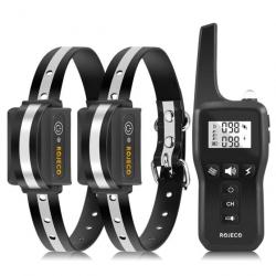 2 Colliers de Dressage pour 2 Chiens 1000m Rechargeable Étanche IP67 avec 3 Modes Noir