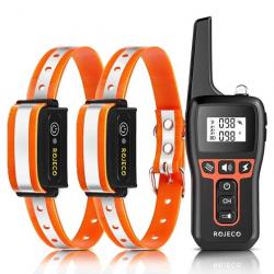 2 Colliers de Dressage pour 2 Chiens 1000m Rechargeable Étanche IP67 avec 3 Modes Orange