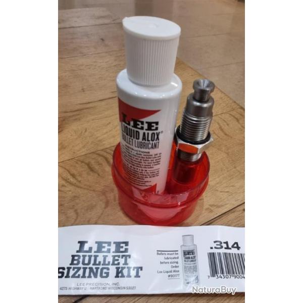 Kit pour recalibrage et graissage d'ogives LEE Lube and Size - .314 lee bullet sizing kit ref 90177