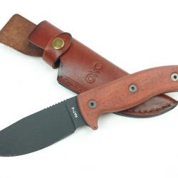 Couteau Ontario RAT 5 Adventurer Lame Acier Carbone Manche Bois Étui Cuir Made In USA ON8649