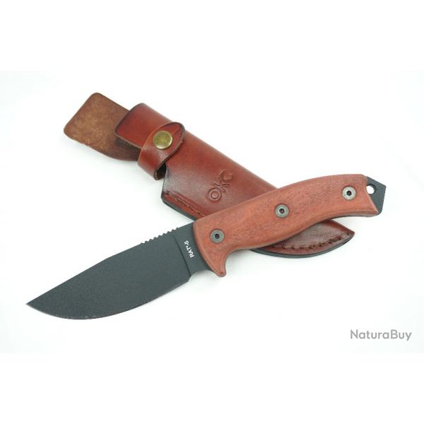 Couteau Ontario RAT 5 Adventurer Lame Acier Carbone Manche Bois tui Cuir Made In USA ON8649