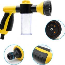 Pistolet Pulvérisateur à Mousse de Jardin 8 Modes Réglables pour Pelouse/Jardin Lavage Voiture Jaune