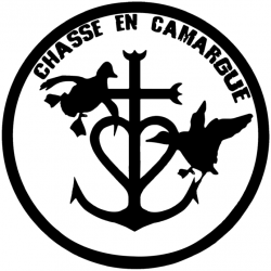 Autocollant rond Chasse en Camargue