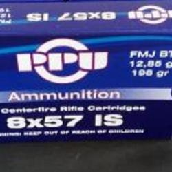 Cartouches PPU Calibre 8x57IS FMJBT 198grs - Boite de 20 unités