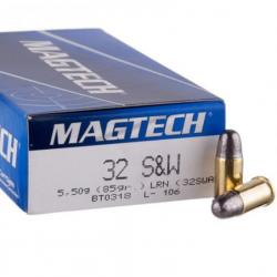 Cartouches MAGTECH Calibre 32 SMITH & WESSON 85grs LRN - Boite de 50 unités