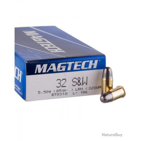 Cartouches MAGTECH Calibre 32 SMITH & WESSON 85grs LRN - Boite de 50 units