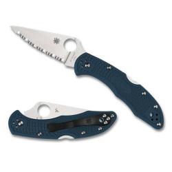 SPY C11FSK390 Couteau pliant denté Spyderco Delica 4 K390 bleu