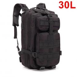 Sac à Dos Tactique de Voyage 30L - Randonnée Survie Activités Plein Air Noir