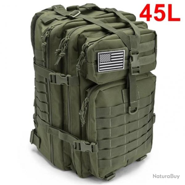 Sac  Dos Tactique de Voyage 45L - Randonne Survie Activits Plein Air Vert