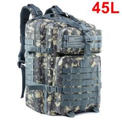 Sac à Dos Tactique de Voyage 45L - Randonnée Survie Activités Plein Air ACU