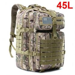 Sac à Dos Tactique de Voyage 45L - Randonnée Survie Activités Plein Air CP