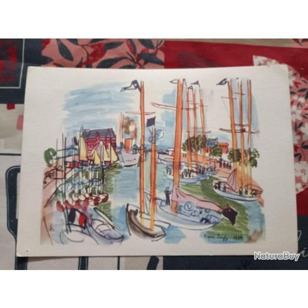 Carte postale Raoul Duffy yatchs a Deauville