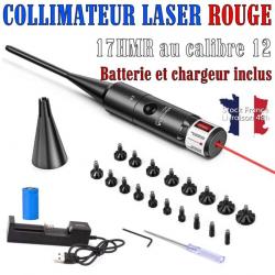 Collimateur Laser Bore Sighter du calibre 17 à 12 avec cône - Batterie et chargeur - Stock France