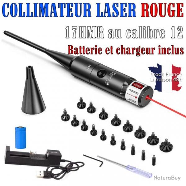 Collimateur Laser Bore Sighter du calibre 17  12 avec cne - Batterie et chargeur - Stock France