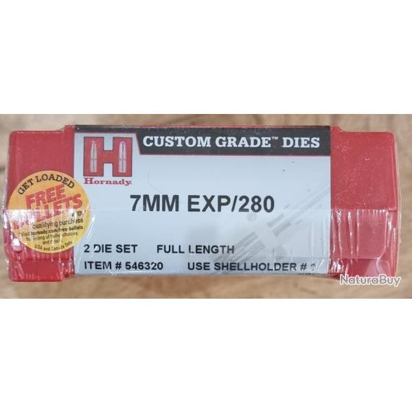 JEUX D'OUTILS 280 REMINGTON 7 MM EXPRESS  HORNADY CUSTOM GRADE DIES REF 546320 2 OUTILS