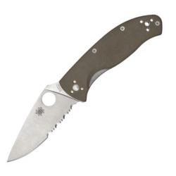 C122GBNM4PS-Couteau semi-denté pliant Spyderco "Tenacious" G10 marron