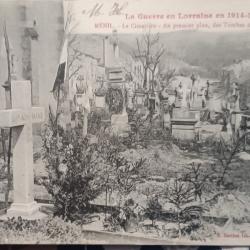 Carte postale ww1 Menil, cimetière ,Lorraine