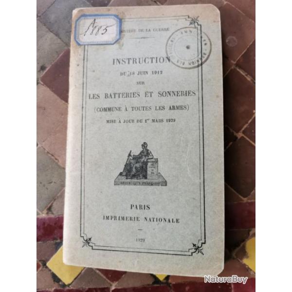 Instructions du 18 juin 1912 les batteries et sonneries