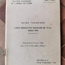 Guide technique lance roquettes antichar de 73mm modèle 1950