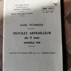 Guide technique pistolet mitrailleur de 9mm modèle 1949