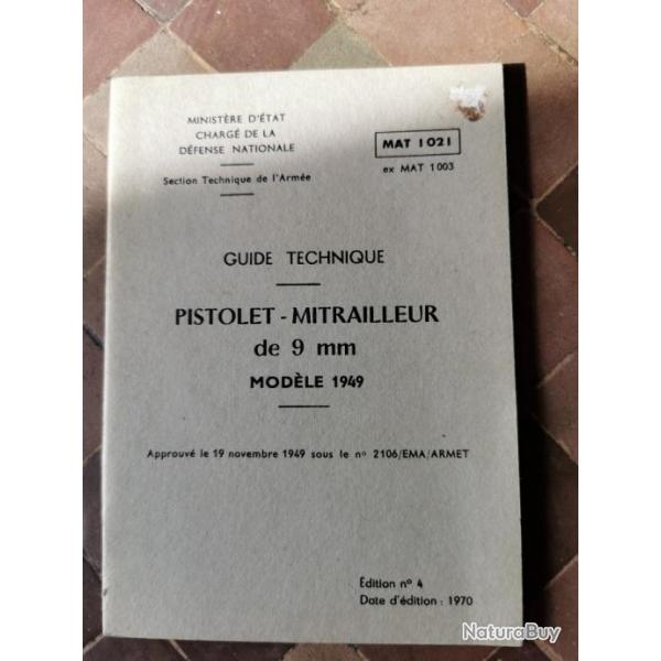 Guide technique pistolet mitrailleur de 9mm modle 1949