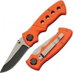 Couteau Rite Edge Hollow Orange Manche Abs Lame Acier 3Cr13 Clip Linerlock CN211581OR