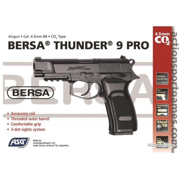 Bersa Thunder 9 pro Calibre 4,5 mm bille acier BB'S