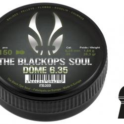 Plombs 6.35 mm The Black Ops Soul Tête Dome - BO Manufacture - Boite de 150