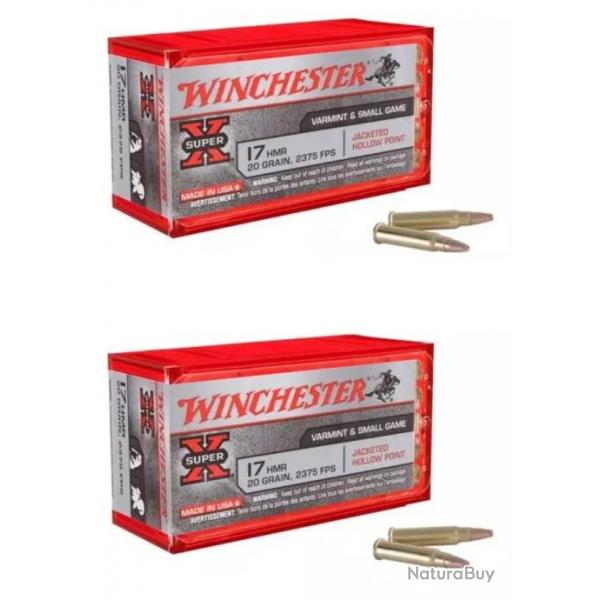 Lot de 2 botes de 50 Munitions Winchester Super-X - calibre 17 HMR