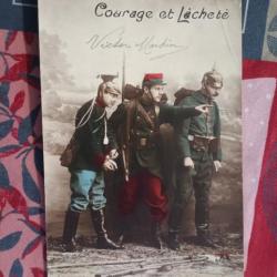 Carte postale cpa ww1 courage et lâcheté