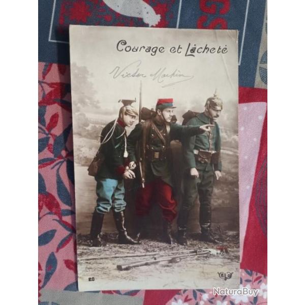 Carte postale cpa ww1 courage et lchet