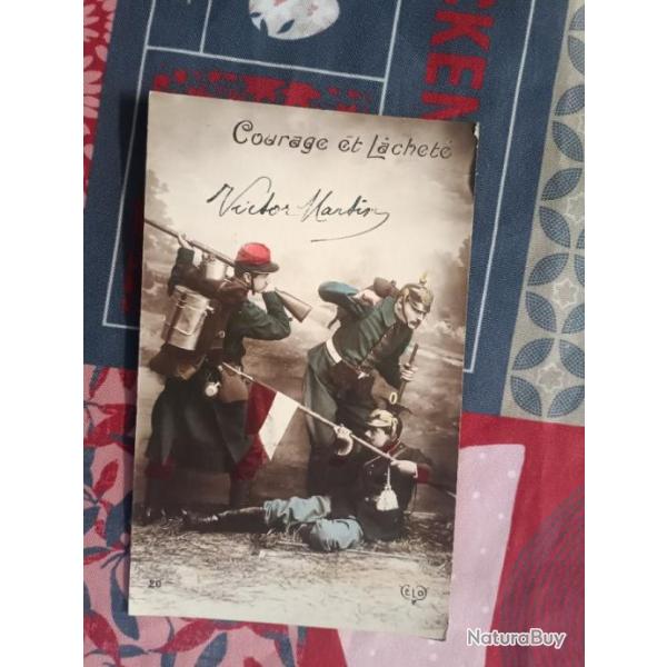 Carte postale cpa ww1 courage et lchet 2