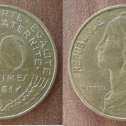 France 20 Centimes 1981 Lagriffoul Piece Franc Centime Francs