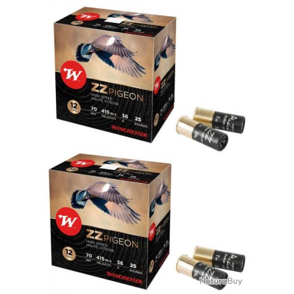 50 Cartouches Winchester ZZ Pigeon P7,5 - calibre 12/70