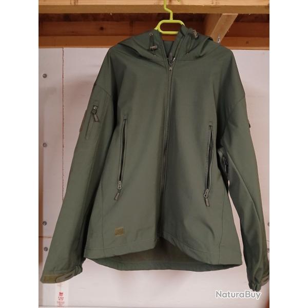 Veste coupe vent intrieur polaire couleur kaki