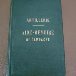 Aide memoire portatif de campagne pour officier d'artillerie 1864