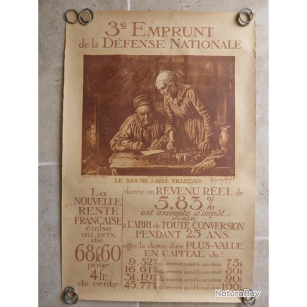 authetique affiche 3e emprunt de guerre  LAPINA imp PARIS 1917