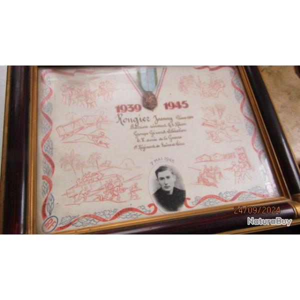 mdaille commmorative libration 1939 1945 cadre FFI AS arme secrte Macon 1reg Saone loire DCD
