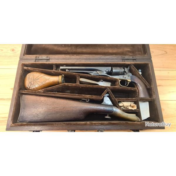 Coffret ancien Colt 1860 avec crosse d'paule