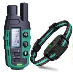 Collier de Dressage pour Chien Rechargeable Étanche Portée de 1100M Vibration Bip Vert