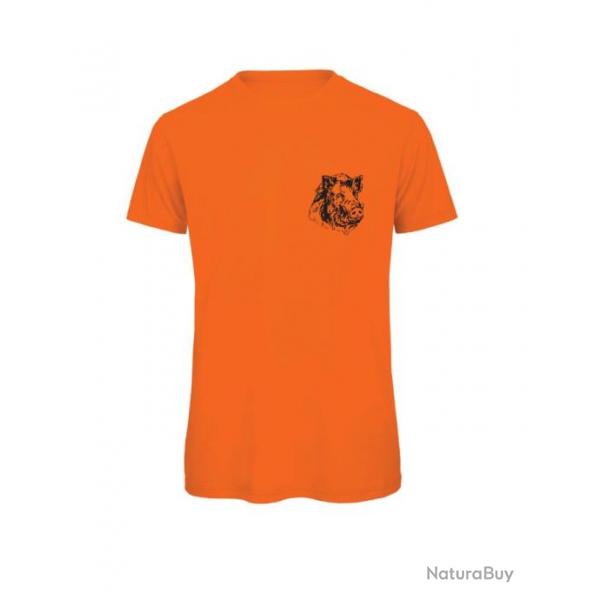 TEE SHIRT CHASSE ORANGE PETIT SANGLIER