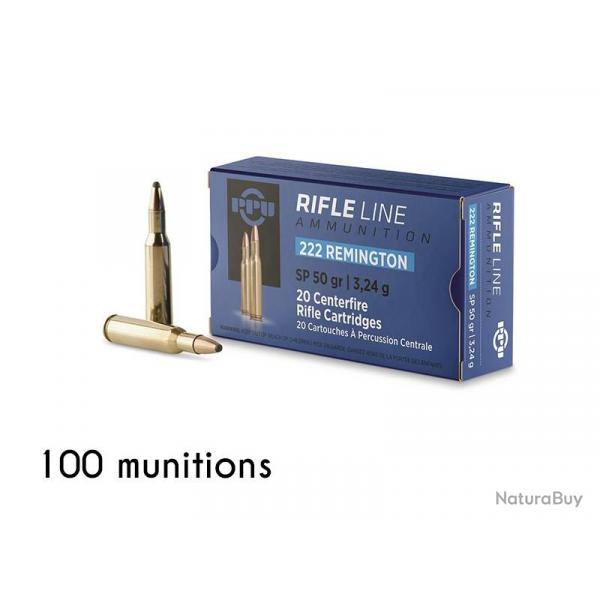 100 munitions 222 rem softpoint 50 grains PARTIZAN 