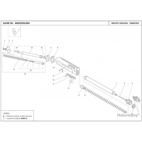 Ressort de rappel de culasse Benelli S90, Montefeltro calibre 20
