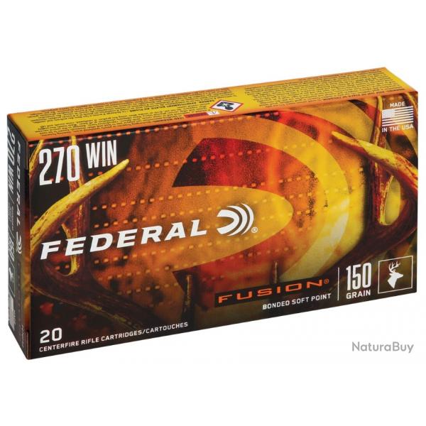 Munitions FEDERAL cal.270 win fusion 150gr 9.7g par 20